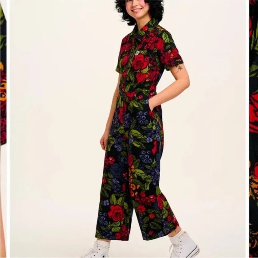NWT Lucy & Yak Ragan Maria Utility Floral Cropped Jumpsuit